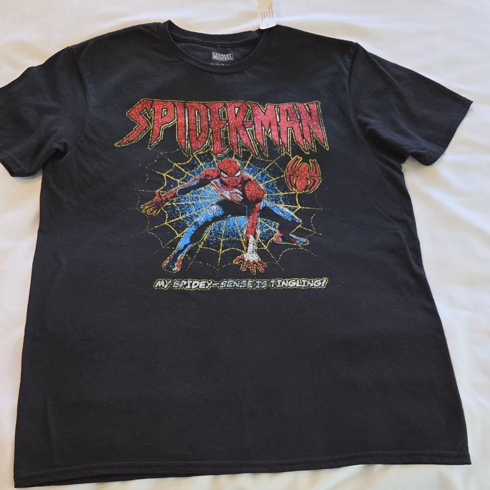 Marvel Black Spider-Man Web Graphic Tee, Size Medium